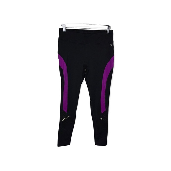 DANSKIN Now Black & Purple Leggings with Mesh M - Picture 2 of 6